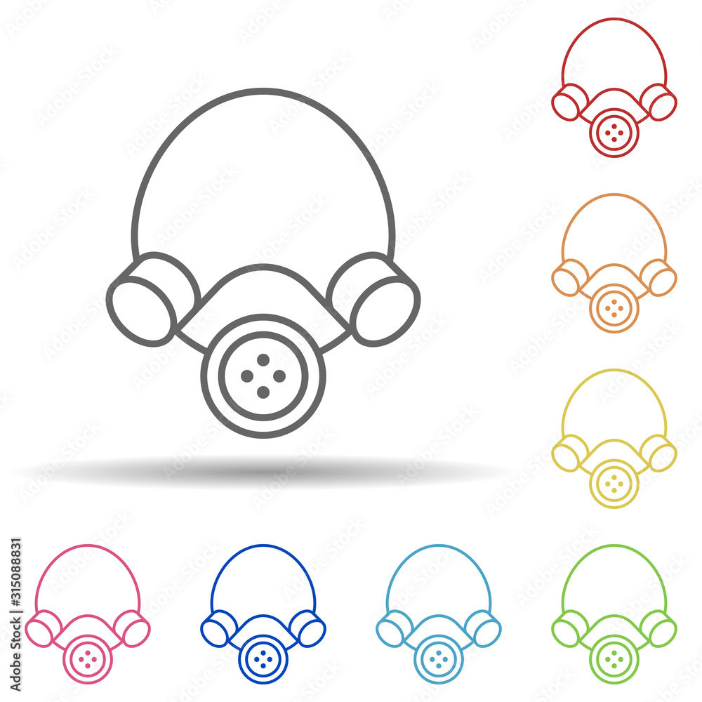 Aufkleber gas mask, firefighter in multi color style icon. simple thin line, outline vector of firefighter ico