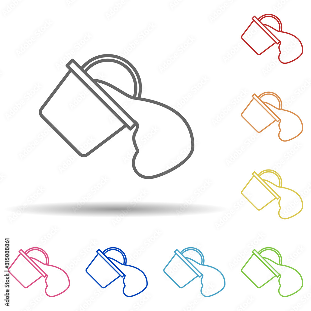 Poster water bucket, firefighter in multi color style icon. simple thin line, outline vector of firefighter