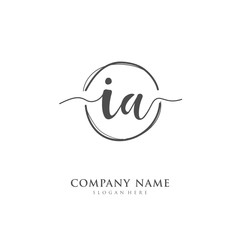 Handwritten initial letter I A IA for identity and logo. Vector logo template with handwriting and signature style.