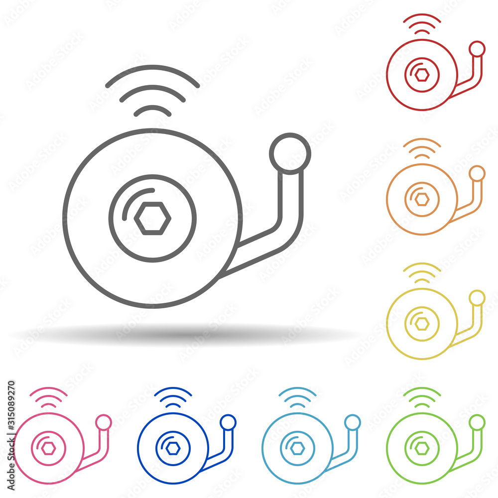 Poster alarm, firefighter in multi color style icon. simple thin line, outline vector of firefighter icons 