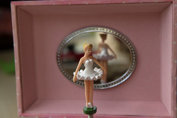 pink music box with ballerina and a mirror © bela_zamsha