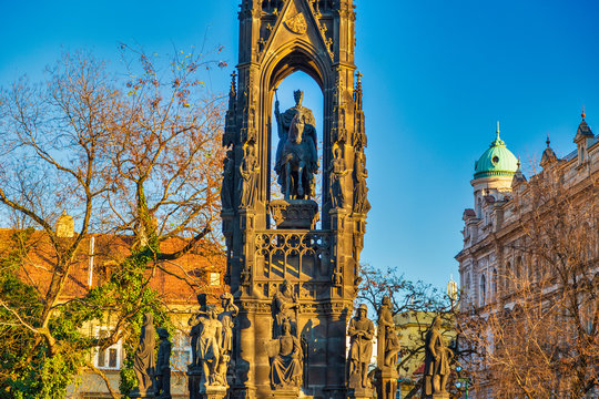 Kranner Fountain, neo-gothic monument in Prague, Czech Republic, Europe.