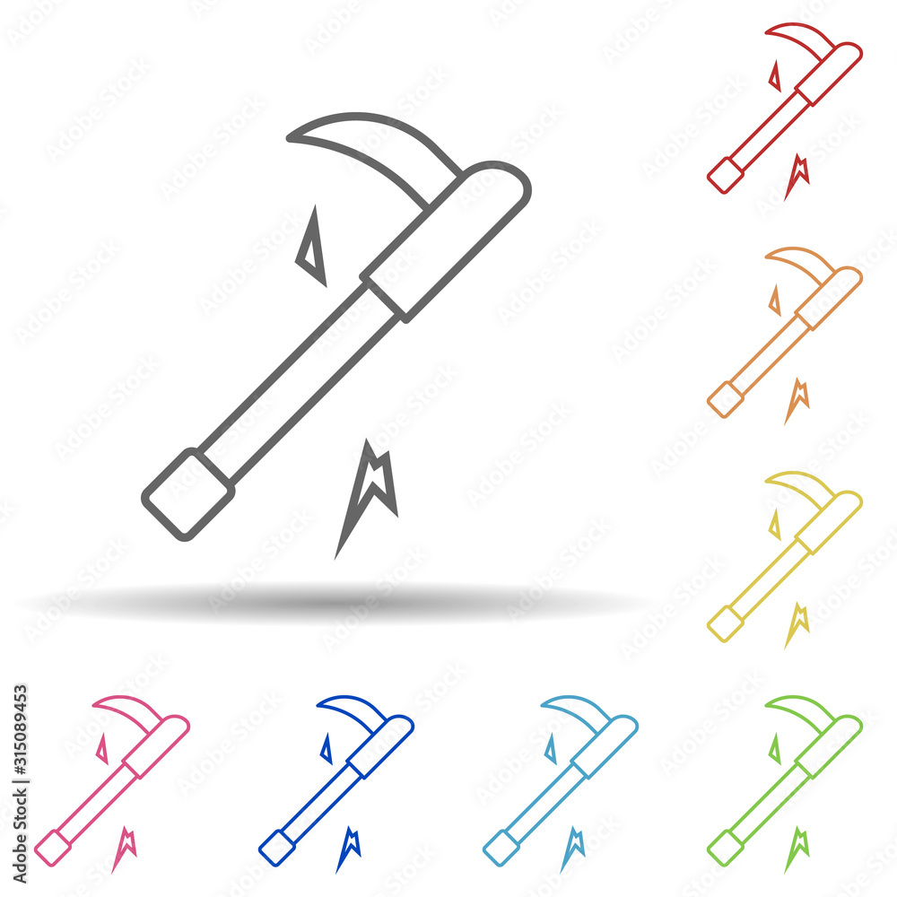Aufkleber hook, firefighter in multi color style icon. simple thin line, outline vector of firefighter icons f