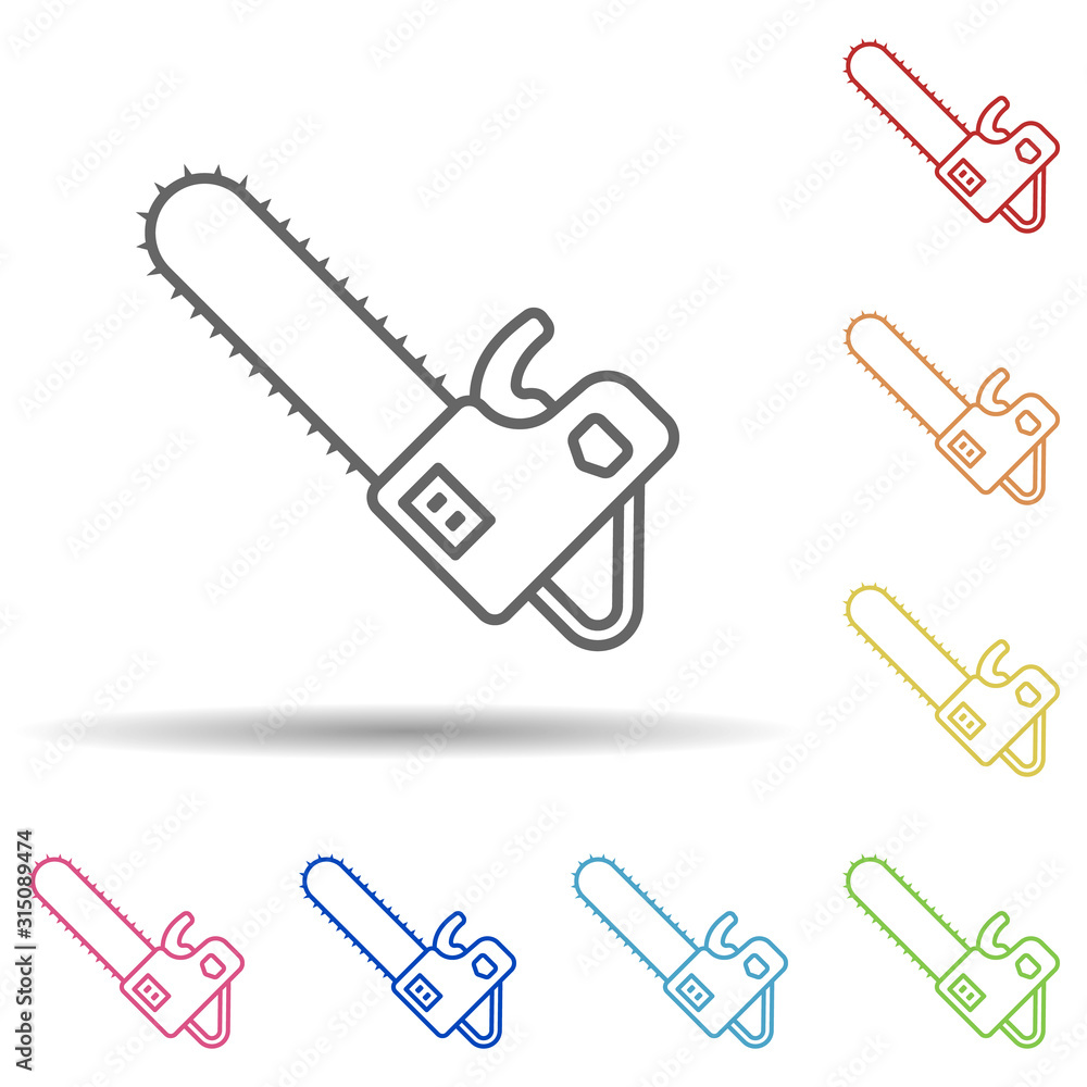 Aufkleber chainsaw, firefighter in multi color style icon. simple thin line, outline vector of firefighter ico