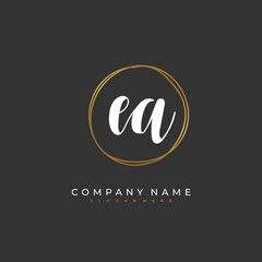 Handwritten initial letter E A EA for identity and logo. Vector logo template with handwriting and signature style.