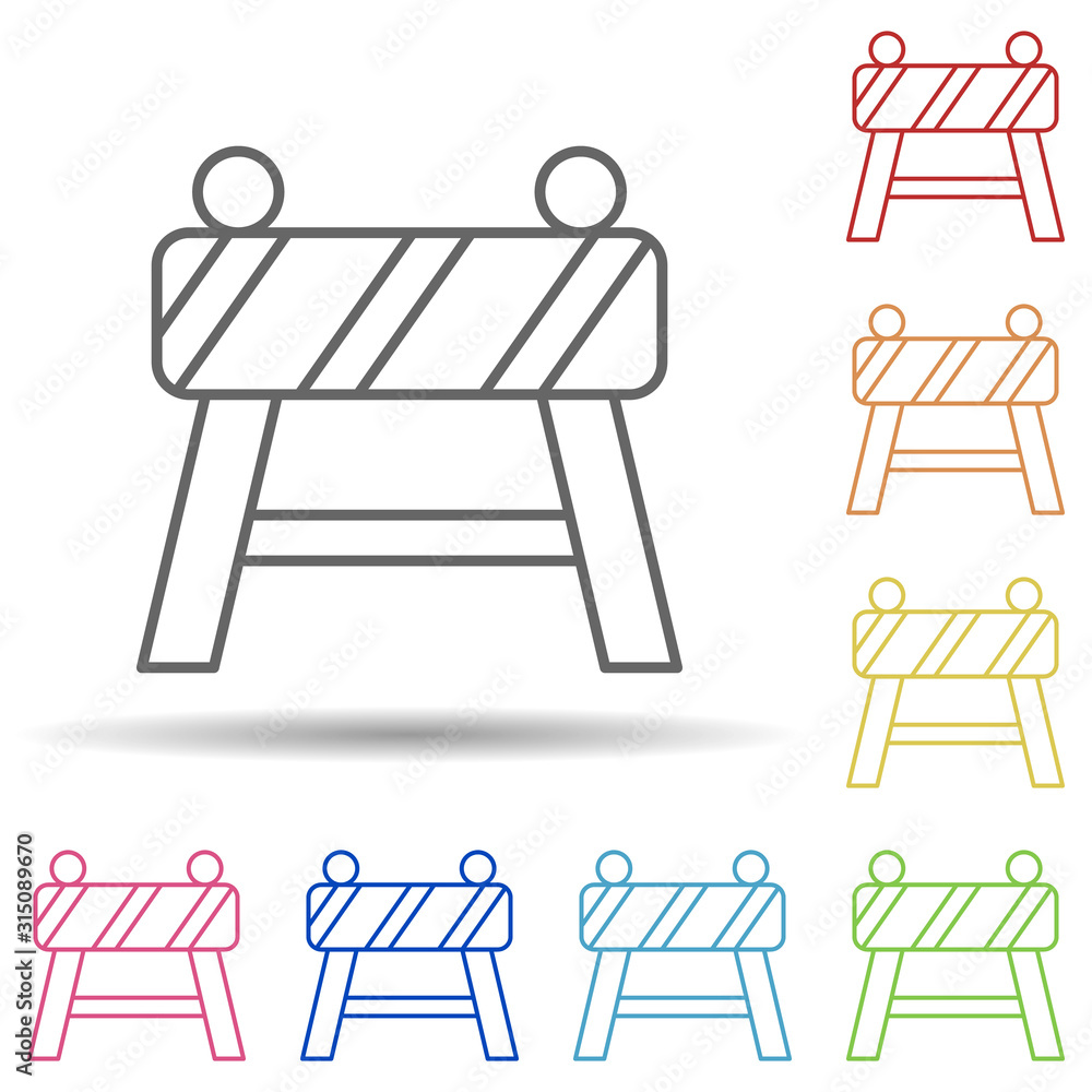 Poster barrier, firefighter in multi color style icon. simple thin line, outline vector of firefighter icon