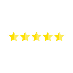 Customer satisfaction rating, stars 1 to 5, golden yellow