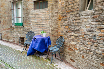 View of the old city centre of Urbino, medieval town in the Marche Region, Italy.
