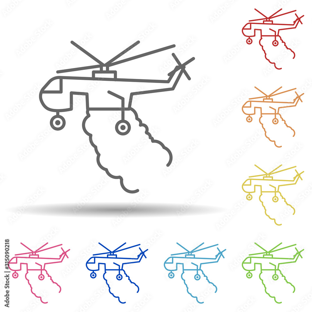 Poster helicopter, firefighter in multi color style icon. simple thin line, outline vector of firefighter i