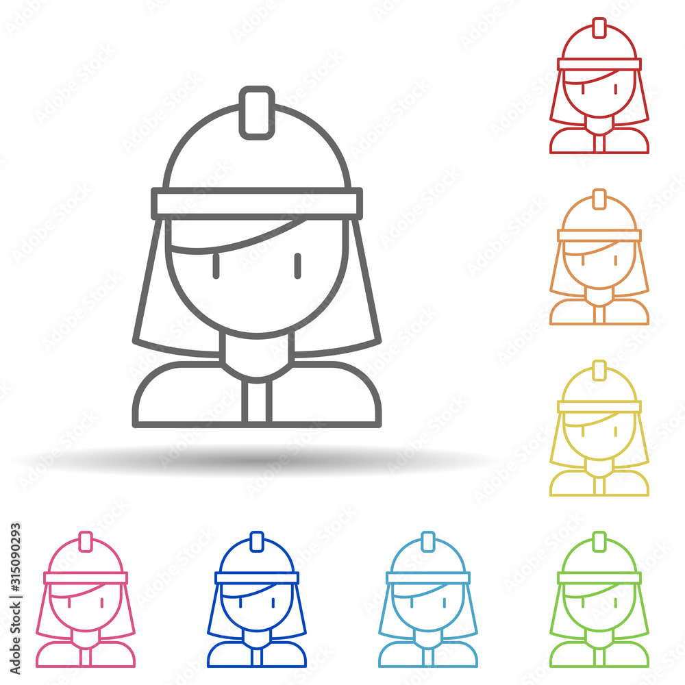Aufkleber woman, firefighter in multi color style icon. simple thin line, outline vector of firefighter icons 