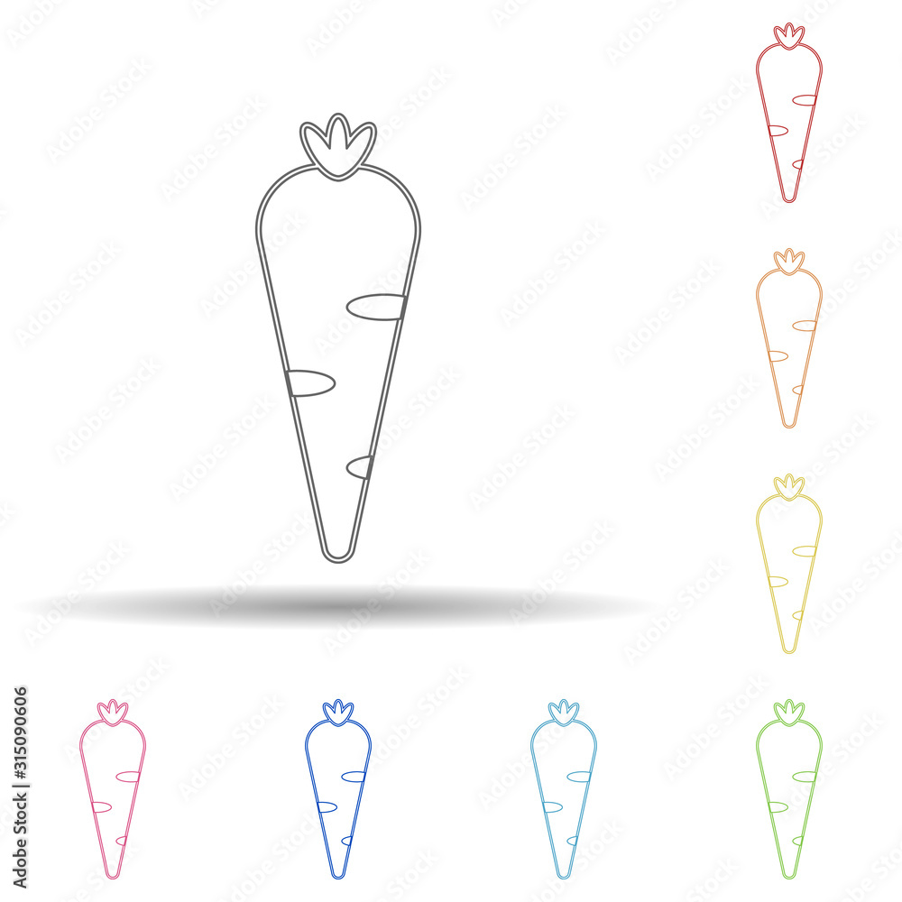 Aufkleber carrot in multi color style icon. simple thin line, outline vector of fruit icons for ui and ux, web