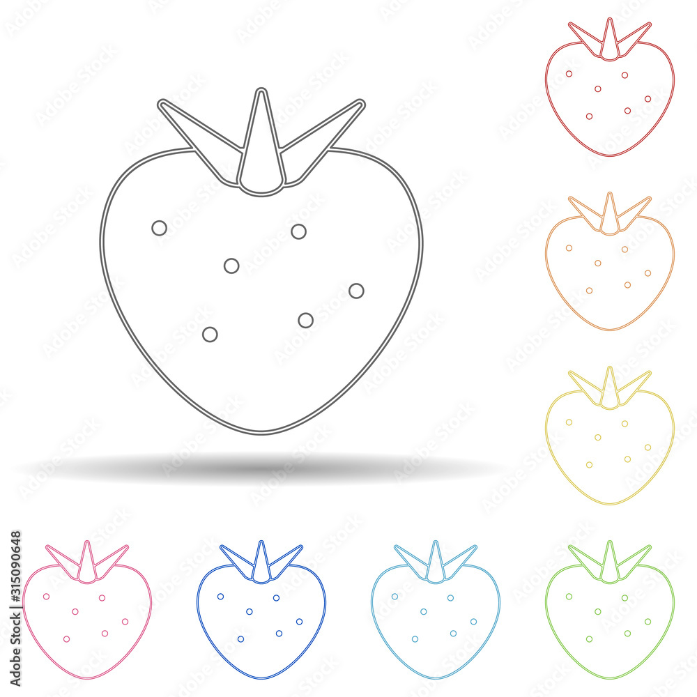 Poster strawberry in multi color style icon. simple thin line, outline vector of fruit icons for ui and ux,