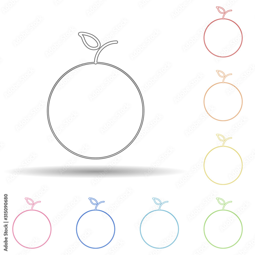 Poster orange in multi color style icon. simple thin line, outline vector of fruit icons for ui and ux, web