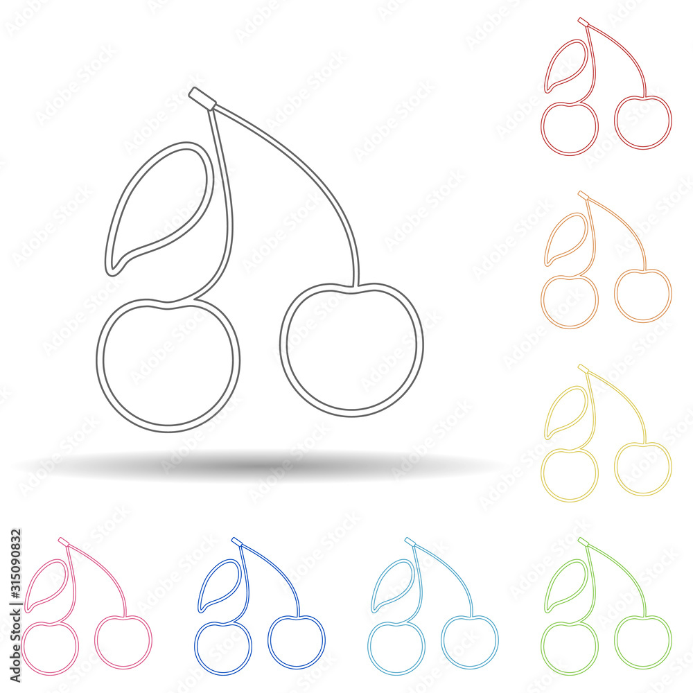 Poster cherry in multi color style icon. simple thin line, outline vector of fruit icons for ui and ux, web