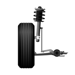 Wheel alignment icon - car suspension service, shock absorber, axle and wheel
