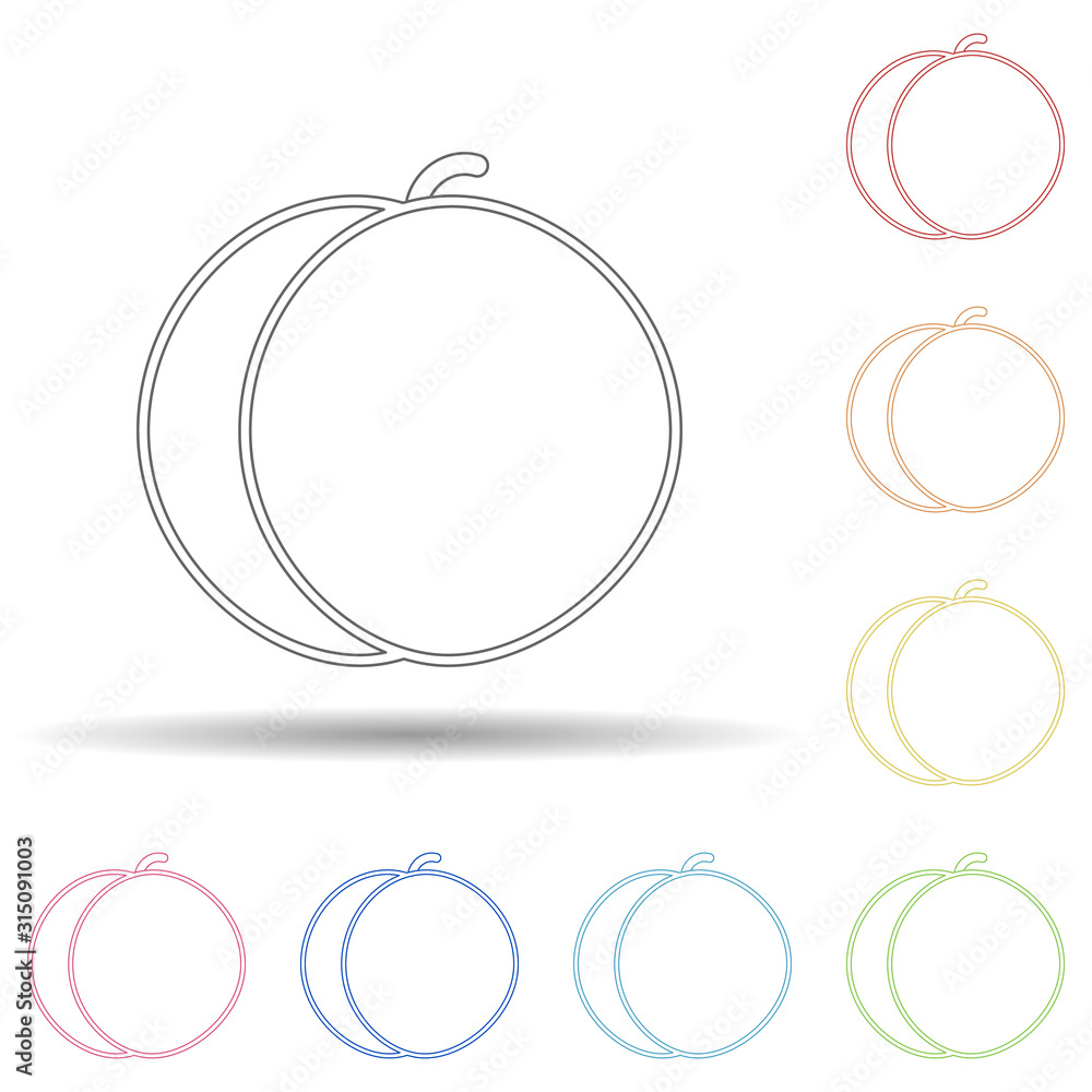 Poster apricot in multi color style icon. simple thin line, outline vector of fruit icons for ui and ux, we