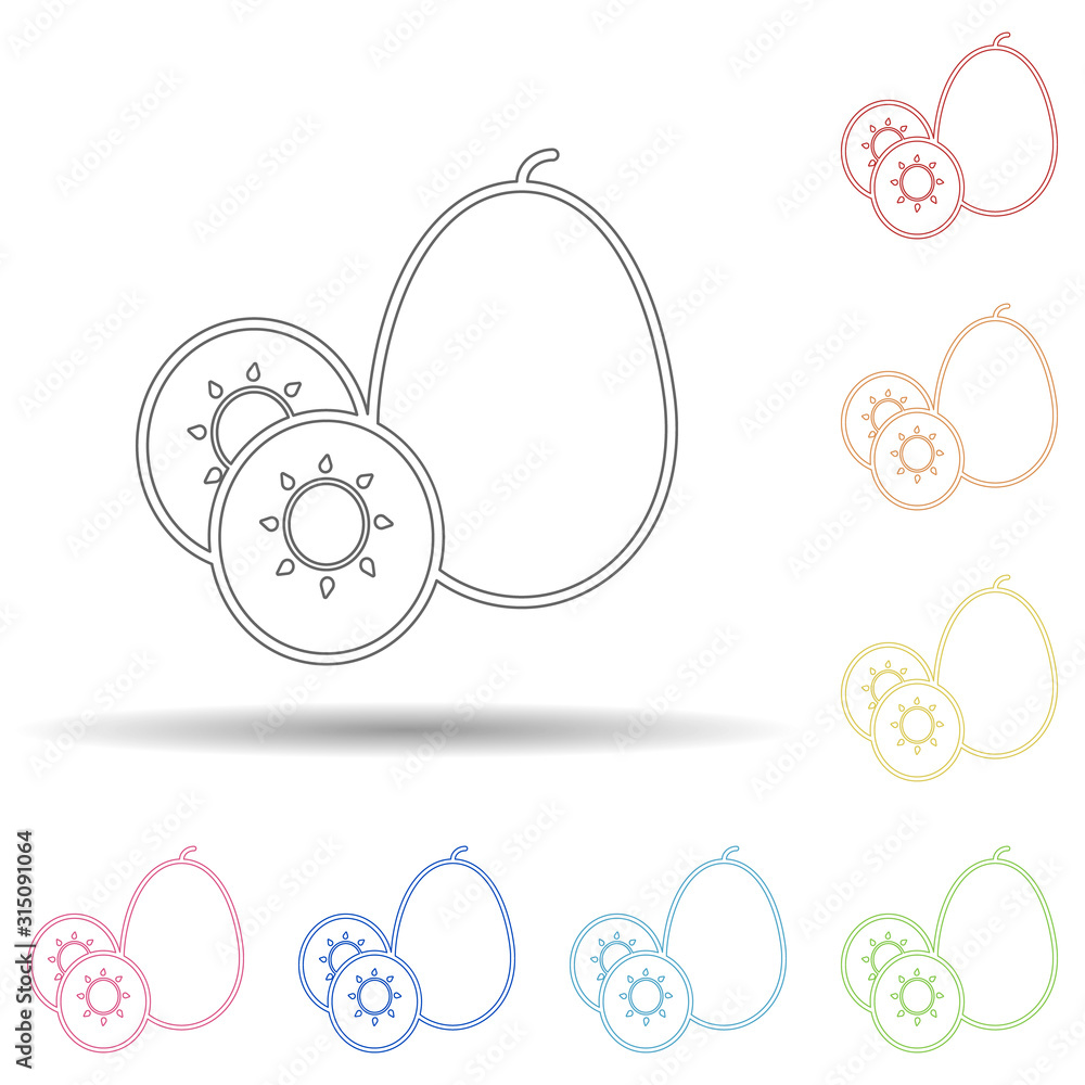 Poster fruit kiwi in multi color style icon. simple thin line, outline vector of fruit icons for ui and ux,