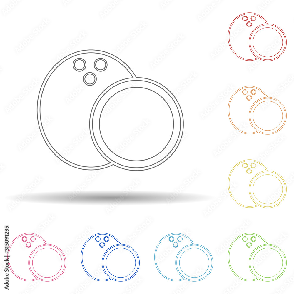 Poster coconut in multi color style icon. simple thin line, outline vector of fruit icons for ui and ux, we