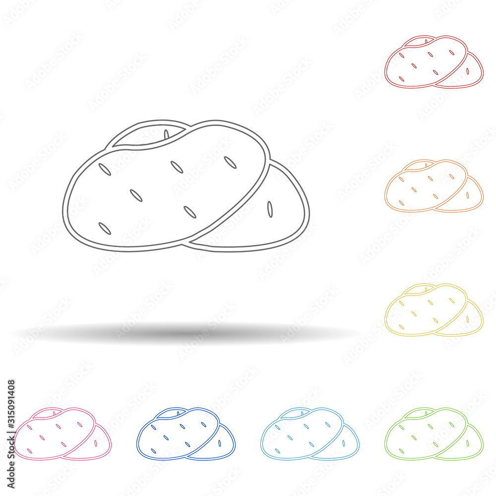 Poster potato in multi color style icon. simple thin line, outline vector of fruit icons for ui and ux, web