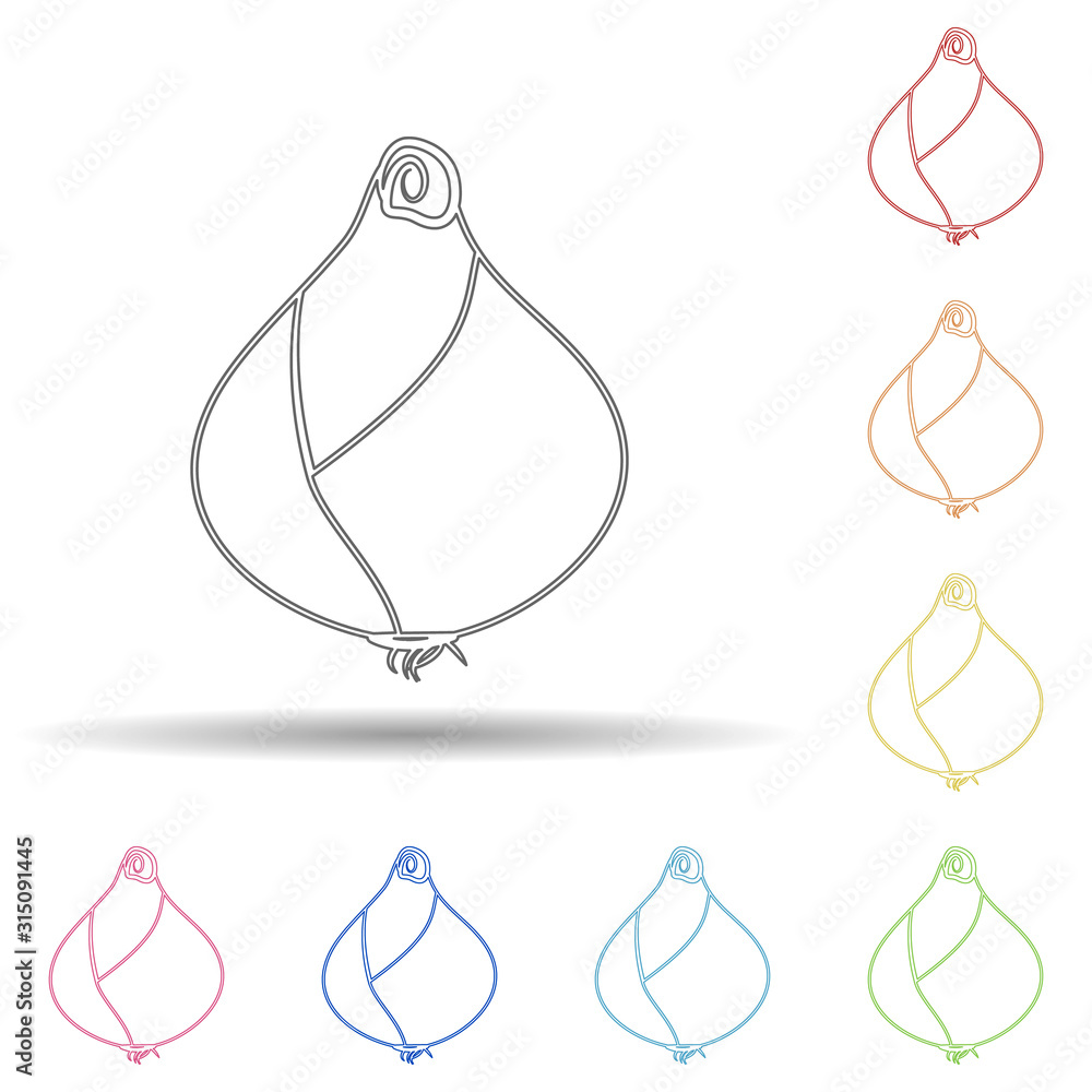 Poster onion in multi color style icon. simple thin line, outline vector of fruit icons for ui and ux, webs