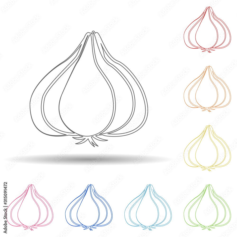 Aufkleber garlic in multi color style icon. simple thin line, outline vector of fruit icons for ui and ux, web