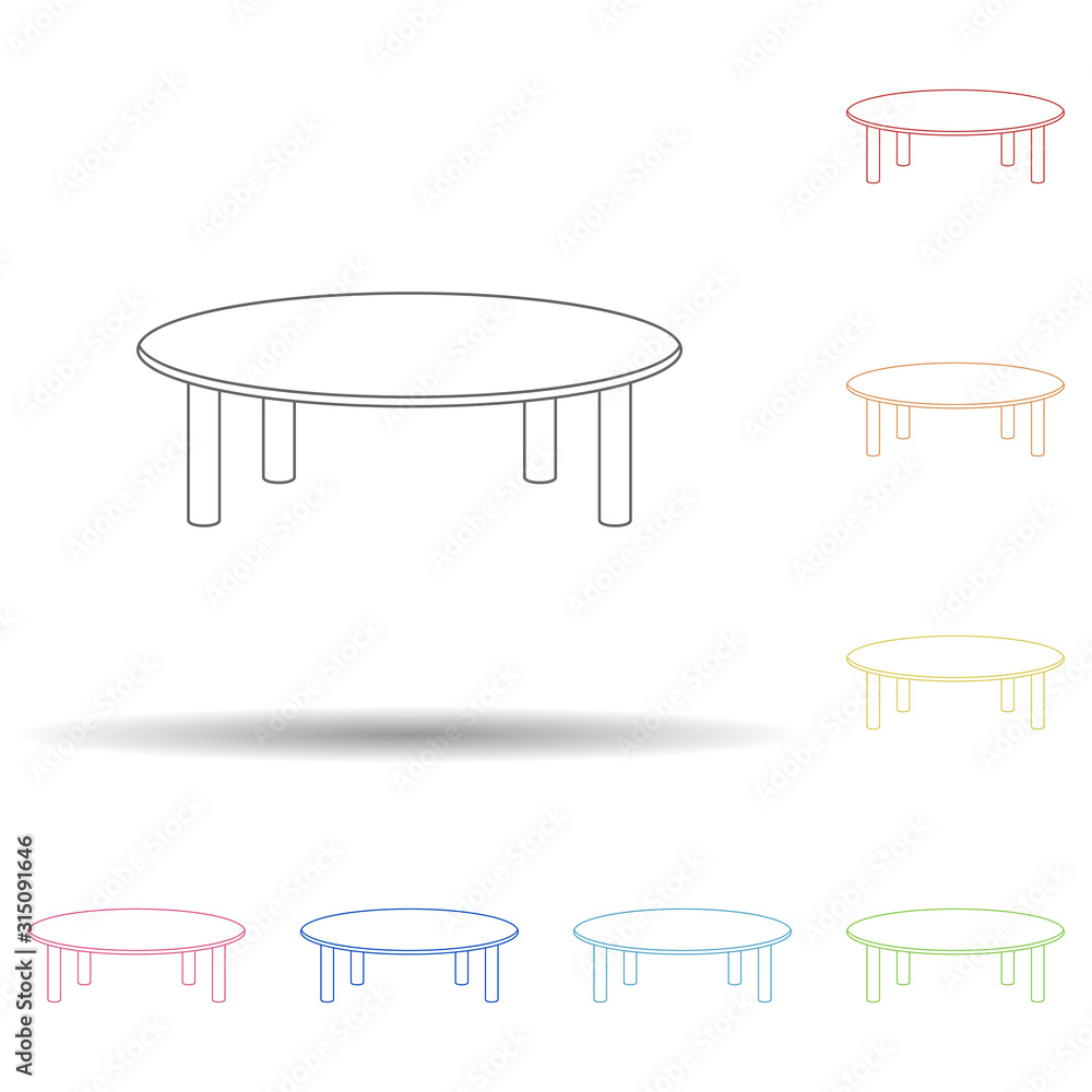 Aufkleber glass coffee table flat in multi color style icon. simple thin line, outline vector of furniture ico