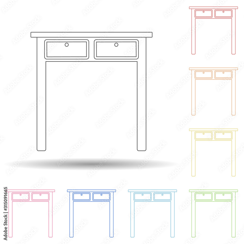 Poster desk flat in multi color style icon. simple thin line, outline vector of furniture icons for ui and 