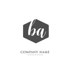 Handwritten initial letter B A BA for identity and logo. Vector logo template with handwriting and signature style.
