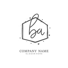 Handwritten initial letter B A BA for identity and logo. Vector logo template with handwriting and signature style.