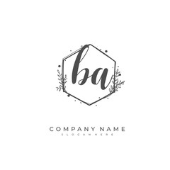 Handwritten initial letter B A BA for identity and logo. Vector logo template with handwriting and signature style.