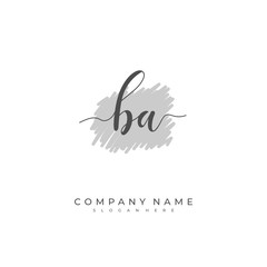 Handwritten initial letter B A BA for identity and logo. Vector logo template with handwriting and signature style.