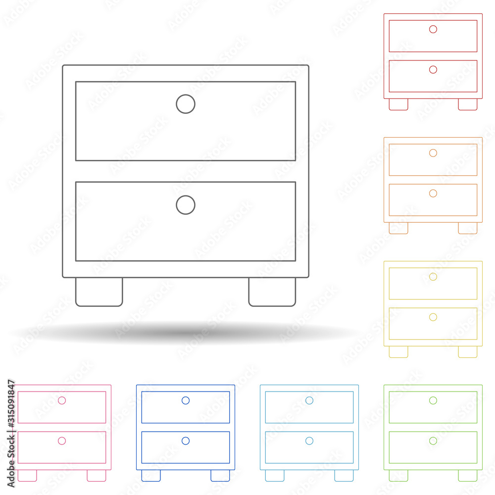 Poster curbstone flat in multi color style icon. simple thin line, outline vector of furniture icons for ui