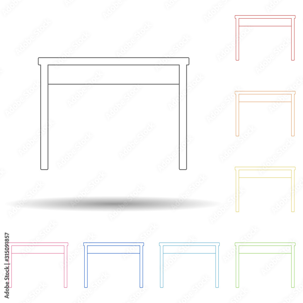 Poster table flat in multi color style icon. simple thin line, outline vector of furniture icons for ui and