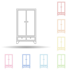 Linen closet flat in multi color style icon. Simple thin line, outline vector of furniture icons for ui and ux, website or mobile application