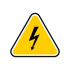 High voltage attention icon isolated on white background. Vector hazard warning sign. Electric danger symbol.