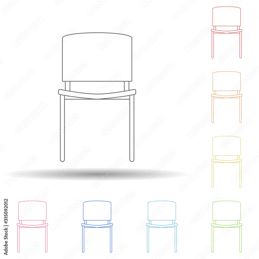 Poster chair flat in multi color style icon. simple thin line, outline vector of furniture icons for ui and