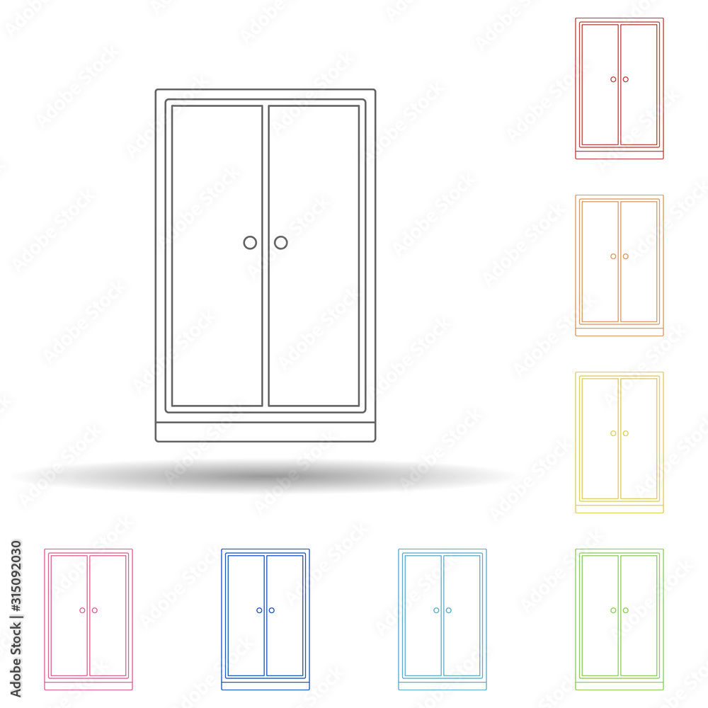 Poster cupboard flat in multi color style icon. simple thin line, outline vector of furniture icons for ui 
