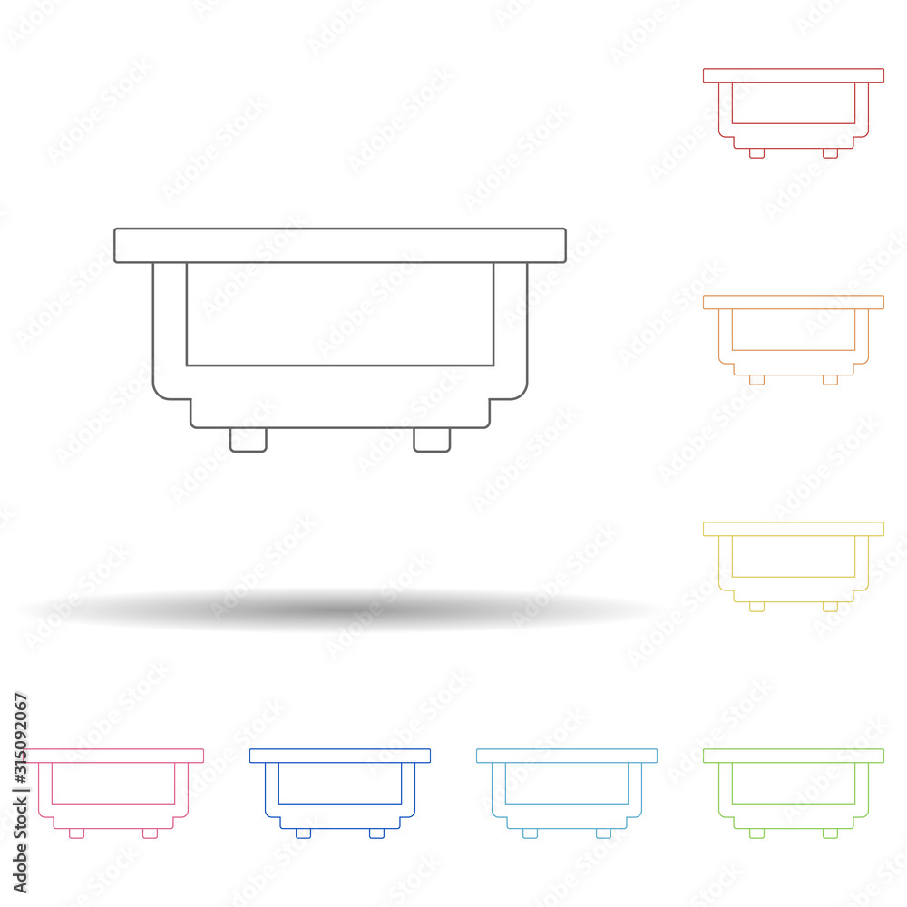 Poster coffee table flat in multi color style icon. simple thin line, outline vector of furniture icons for