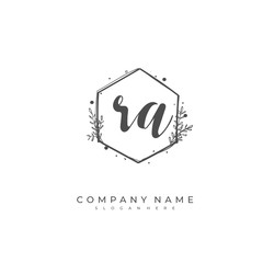 Handwritten initial letter R A RA for identity and logo. Vector logo template with handwriting and signature style.