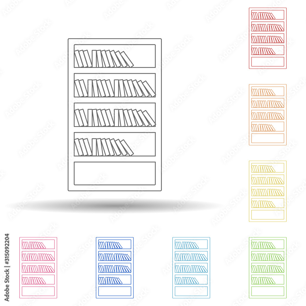 Poster bookcase flat in multi color style icon. simple thin line, outline vector of furniture icons for ui 