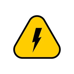 Yellow high voltage attention sign.