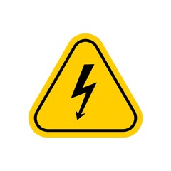 Vector high voltage attention sign isolated on white background.