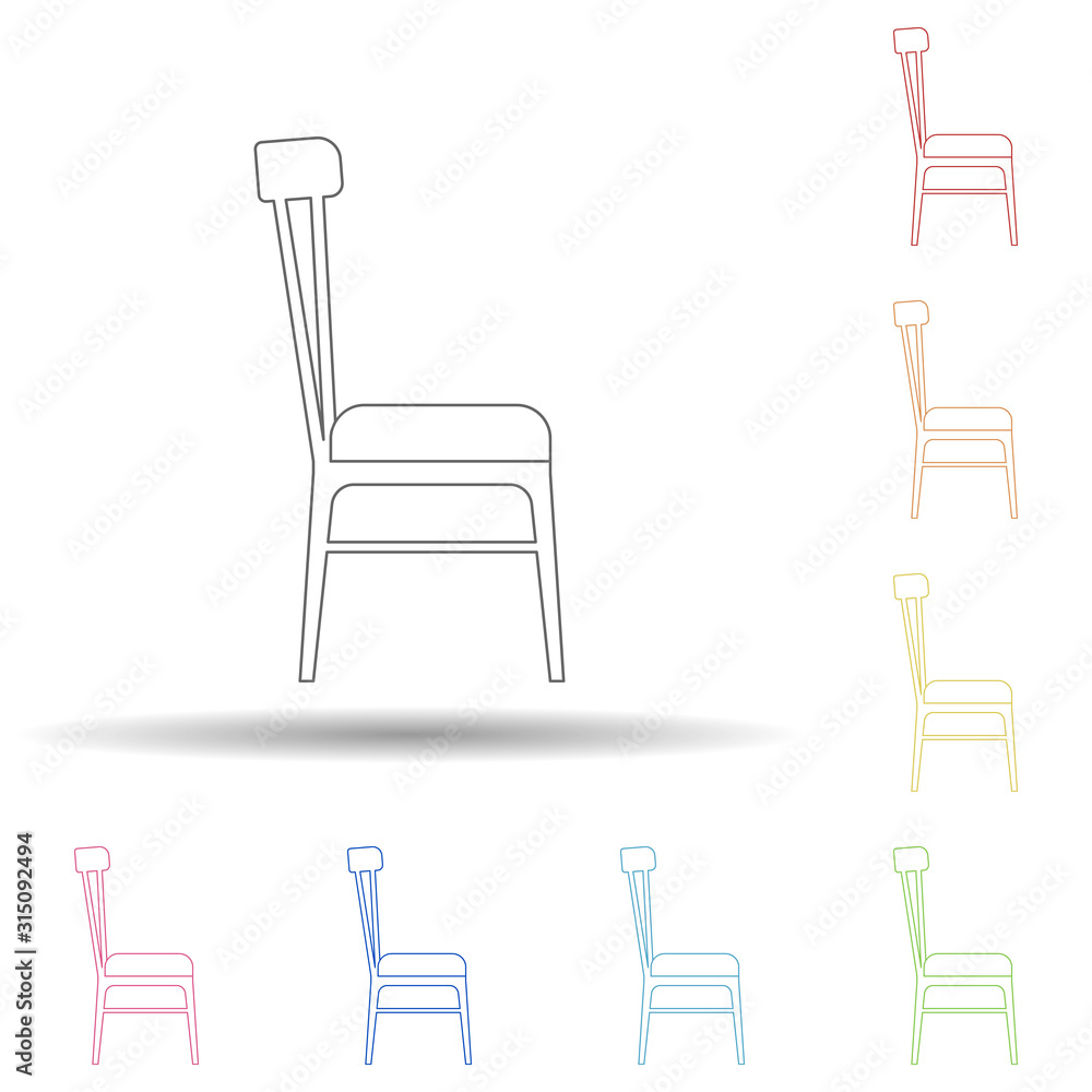 Poster soft chair flat in multi color style icon. simple thin line, outline vector of furniture icons for u