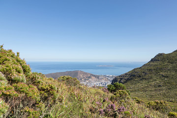 Fototapeta premium View of Cape Town and Robben Island from Table Mountain