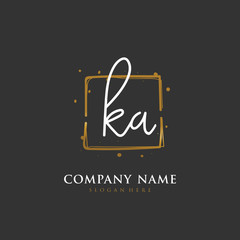 Fototapeta na wymiar Handwritten initial letter K A KA for identity and logo. Vector logo template with handwriting and signature style.