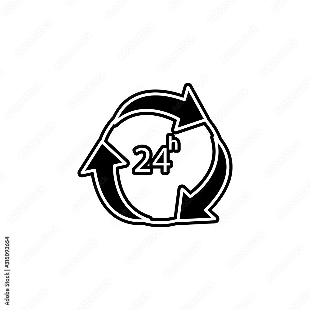 Poster 24 hours icon. simple glyph, flat vector of global logistics icons for ui and ux, website or mobile 