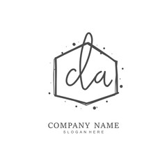 Handwritten initial letter D A DA for identity and logo. Vector logo template with handwriting and signature style.