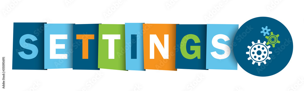 Aufkleber settings vector typography web button with gears symbol