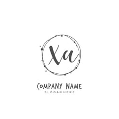  Handwritten initial letter X A XA for identity and logo. Vector logo template with handwriting and signature style.