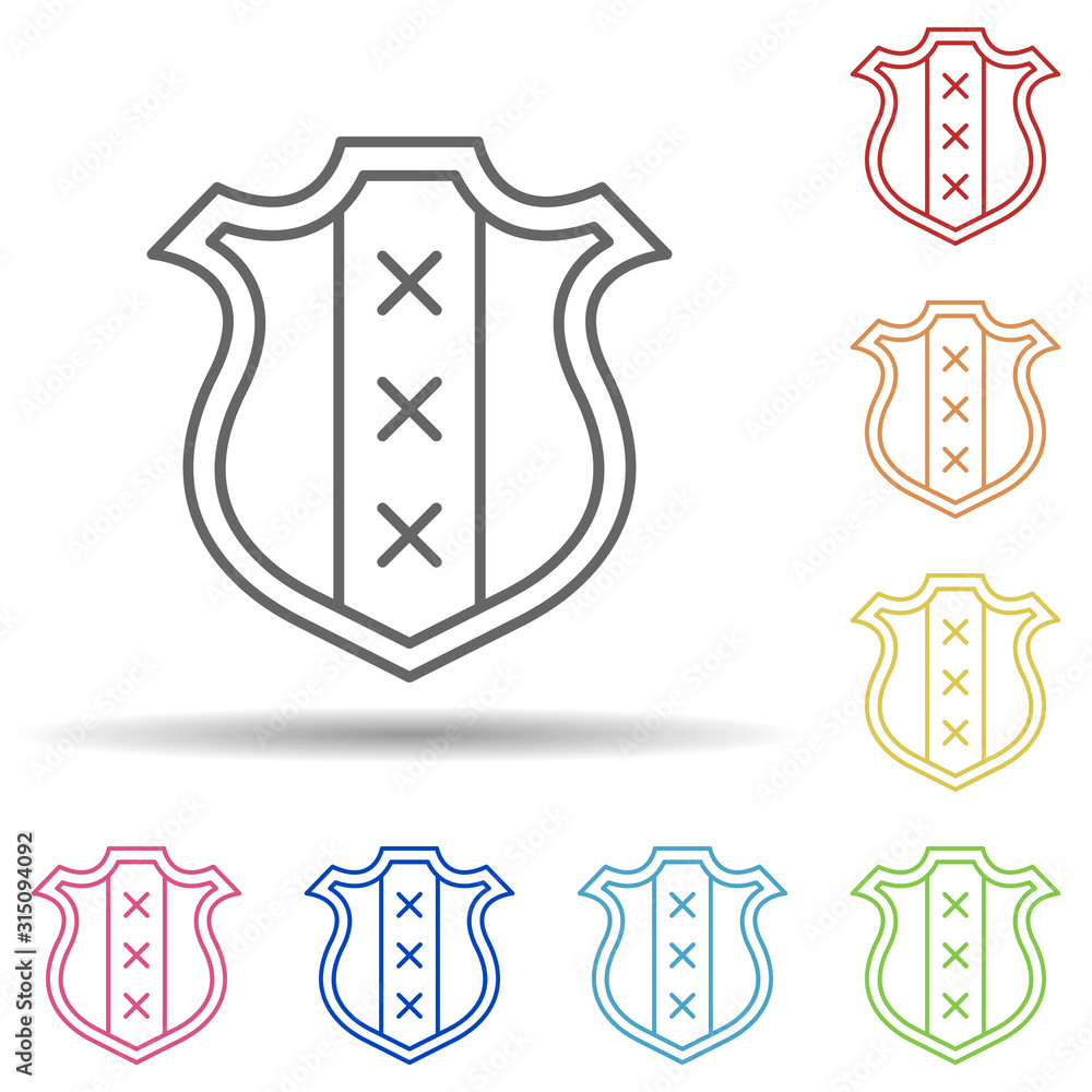 Poster shield, holland in multi color style icon. simple thin line, outline vector of halloween icons for u
